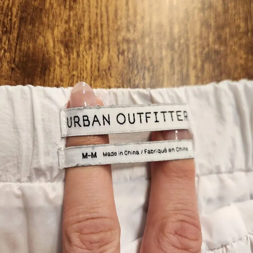 Urban Outfitters High Waisted White Windbreaker Shorts Size Medium